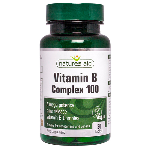 Natures Aid Vitamin B Complex 100mg Time Release 30 Tablets